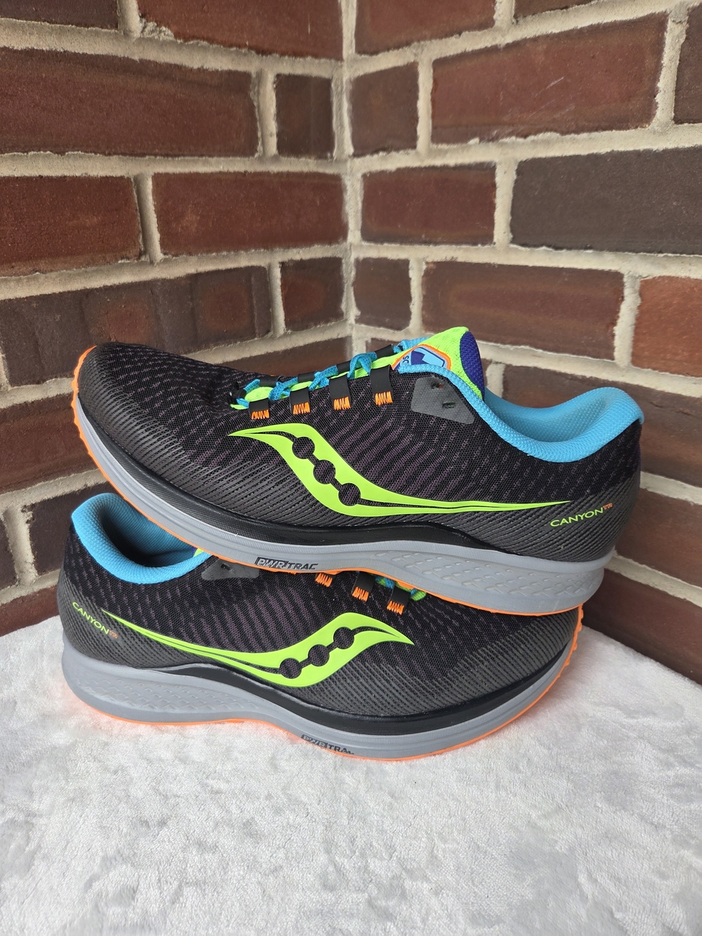 Saucony Canyon TR2 Trail Running Shoes Men US 12 Black Green Orange PWRTRAC